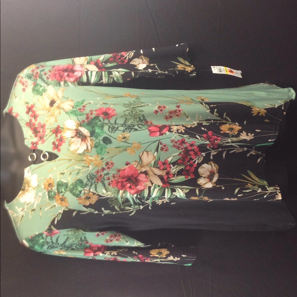 JM Collection Embellished Tunic Botanical M - Picture 2 of 4